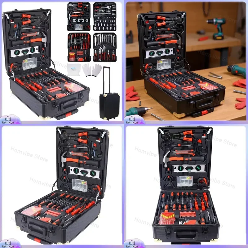 969-Piece Rolling Toolbox Set with Hard Shell Case 4-Drawer Storage for Home Repair DIY Projects Hand Tools Combo Wrench
969-Piece Rolling Toolbox Set with Hard Shell Case 4-Drawer Storage for Home Repair DIY Projects Hand Tools Combo Wrench