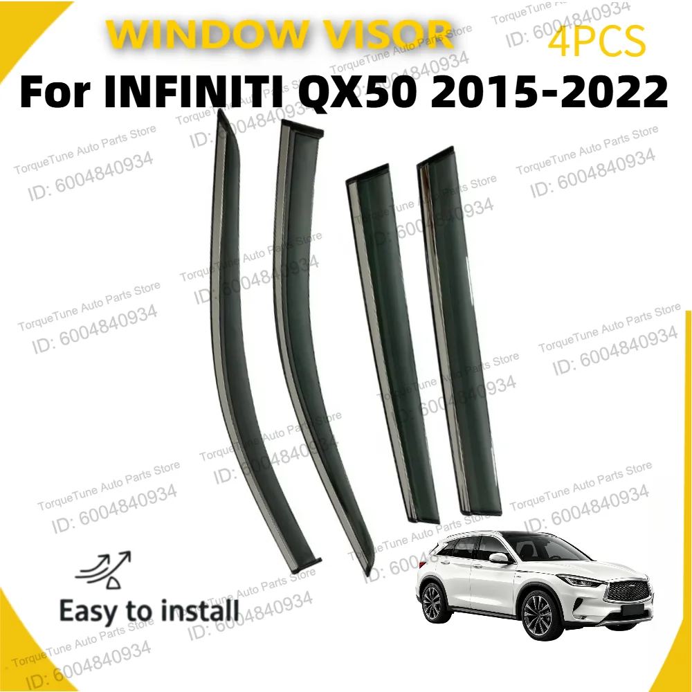 Durable Injection 4Pcs Window Visor Wind Deflector for INFINITI QX50 2015-2022 Rain Guard Sun Shield Car Exterior Parts
Durable Injection 4Pcs Window Visor Wind Deflector for INFINITI QX50 2015-2022 Rain Guard Sun Shield Car Exterior Parts