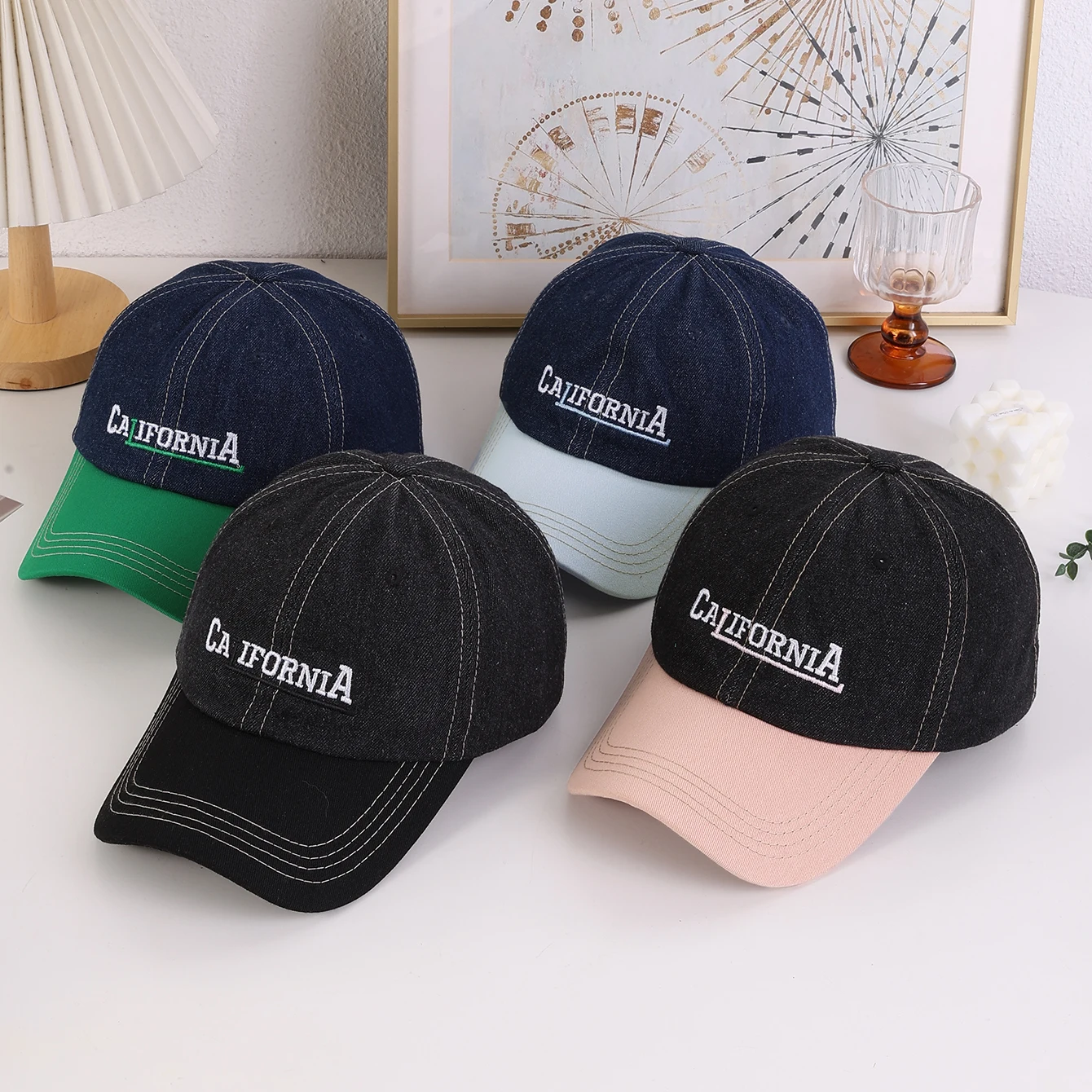 Summer fashion embroidered letter color-blocked denim baseball cap, Korean-style soft-top casual and versatile sun hat
Summer fashion embroidered letter color-blocked denim baseball cap, Korean-style soft-top casual and versatile sun hat