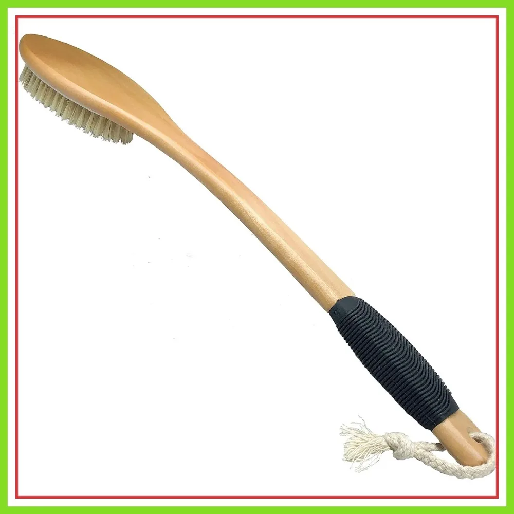 Curved Wooden Bath Brush with Long Handle, Natural Bristle for Back Exfoliating Wet or Dry
Curved Wooden Bath Brush with Long Handle, Natural Bristle for Back Exfoliating Wet or Dry