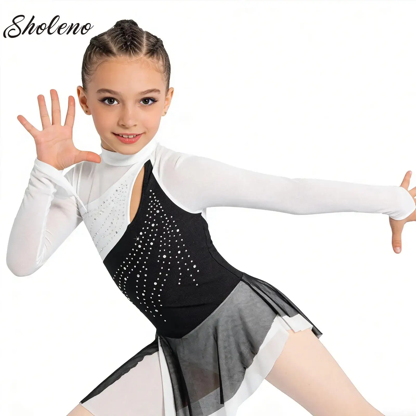 Girl Sparkly Rhinestone Modern Dance Skirted Leotard Figure Skating Dress Long Sleeve Sheer Mesh Ballet Rhythmic Gymnastics Tutu
Girl Sparkly Rhinestone Modern Dance Skirted Leotard Figure Skating Dress Long Sleeve Sheer Mesh Ballet Rhythmic Gymnastics Tutu