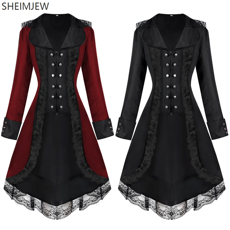 Halloween Cosplay Costume Medieval Victorian Style Women's Coat Steampunk Gothic Tuxedo Button Vintage Lace Long Pirate Jacket
Halloween Cosplay Costume Medieval Victorian Style Women's Coat Steampunk Gothic Tuxedo Button Vintage Lace Long Pirate Jacket
