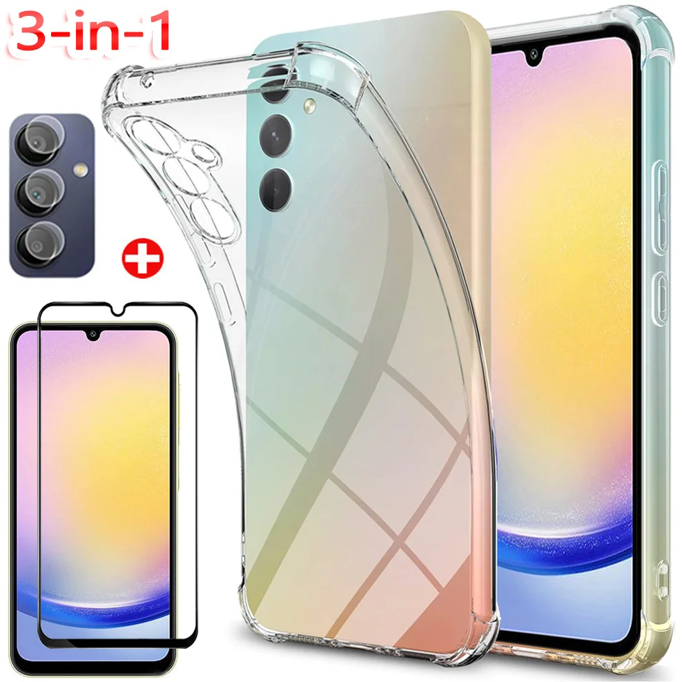 3-in-1, Silicone Case + Glass for Samsung Galaxy A05 A05s A15 A25 A35 A55 Soft Shockproof Clear Phone Cases A35 5G Cover A25 5G
3-in-1, Silicone Case + Glass for Samsung Galaxy A05 A05s A15 A25 A35 A55 Soft Shockproof Clear Phone Cases A35 5G Cover A25 5G