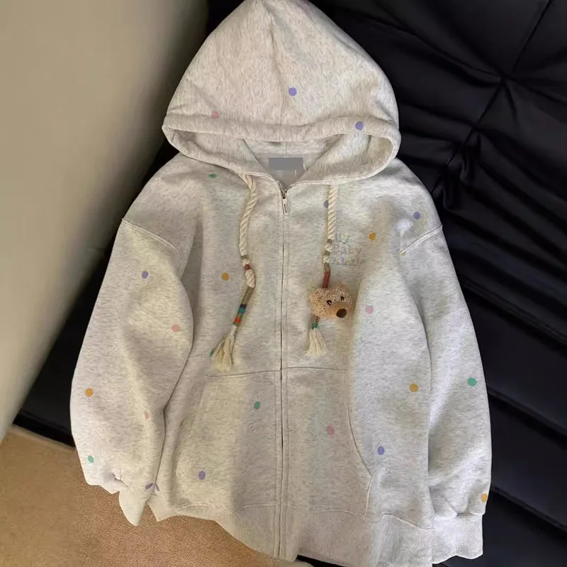 Retro Colorized Polka Dot Embroidered Hooded Pullover For Women With Loose Design Comfortable
Retro Colorized Polka Dot Embroidered Hooded Pullover For Women With Loose Design Comfortable