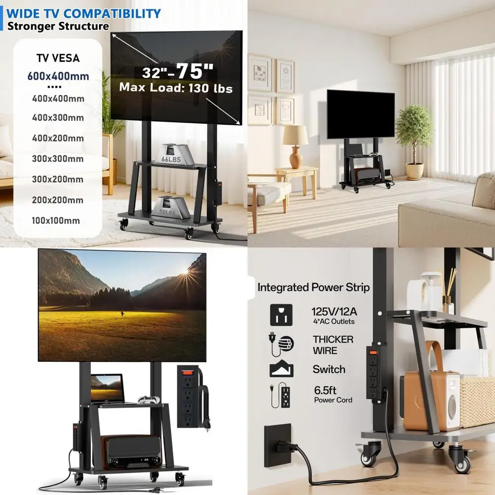 Передвижная тележка для телевизоров с регулируемой высотой для телевизоров 32-75 дюймов, с розеткой, 15 ° Наклон, максимальная нагрузка 130 фунтов, VESA 600x400
Передвижная тележка для телевизоров с регулируемой высотой для телевизоров 32-75 дюймов, с розеткой, 15 ° Наклон, максимальная нагрузка 130 фунтов, VESA 600x400