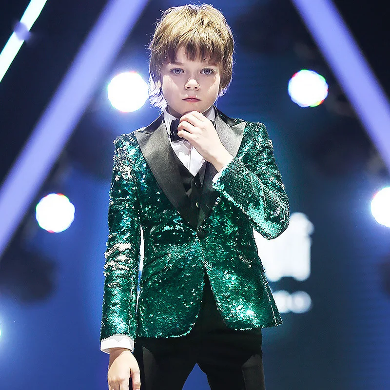 Halloween Children's Suit Formal Suit Sequin Design Boys' Suit Small Host Fashion Show Piano Performance Costume
Halloween Children's Suit Formal Suit Sequin Design Boys' Suit Small Host Fashion Show Piano Performance Costume