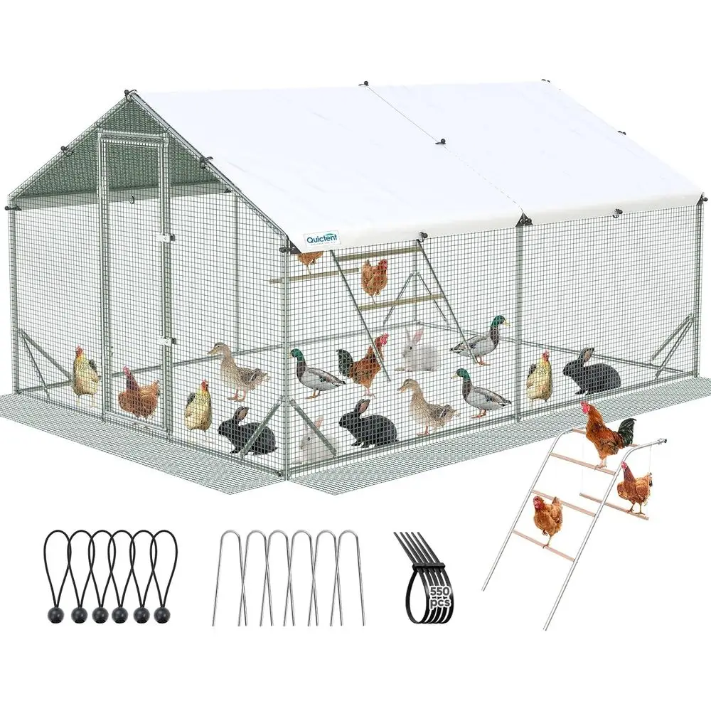 Walk-in Metal Chicken Coop with Perch, Hardware Cloth, and Cover for 20+ Poultry, 12x9x6.6ft Outdoor Cage for Hens, Ducks, Rabbi
Walk-in Metal Chicken Coop with Perch, Hardware Cloth, and Cover for 20+ Poultry, 12x9x6.6ft Outdoor Cage for Hens, Ducks, Rabbi