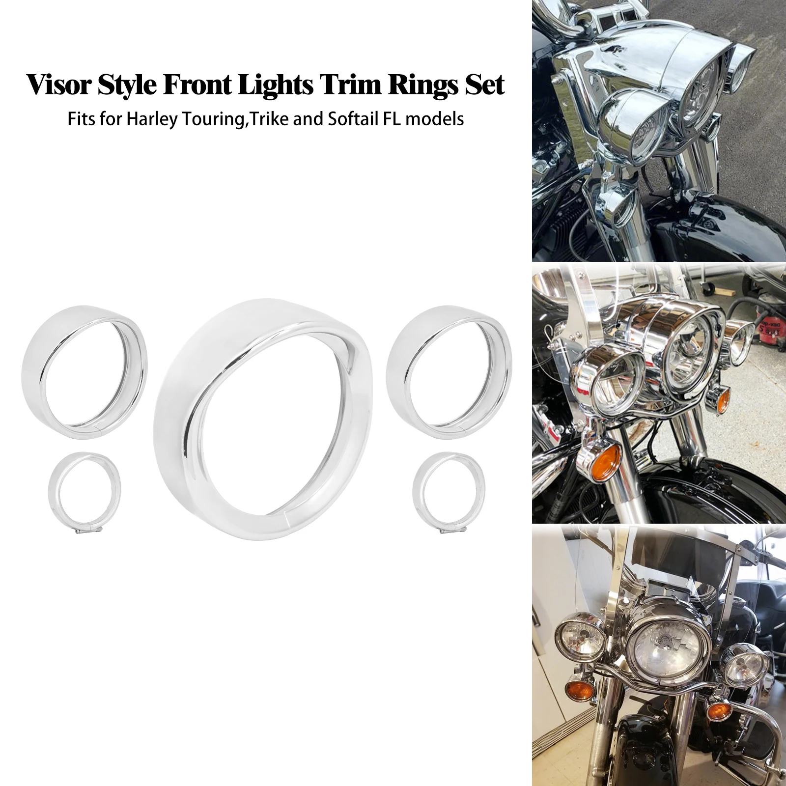 Motorcycle Chrome 7'' Headlight Trim Ring+4.5'' Fog Light Cover +Visor Style Turn Signal Ring For Harley Touring FLHT Softail FL
Motorcycle Chrome 7'' Headlight Trim Ring+4.5'' Fog Light Cover +Visor Style Turn Signal Ring For Harley Touring FLHT Softail FL