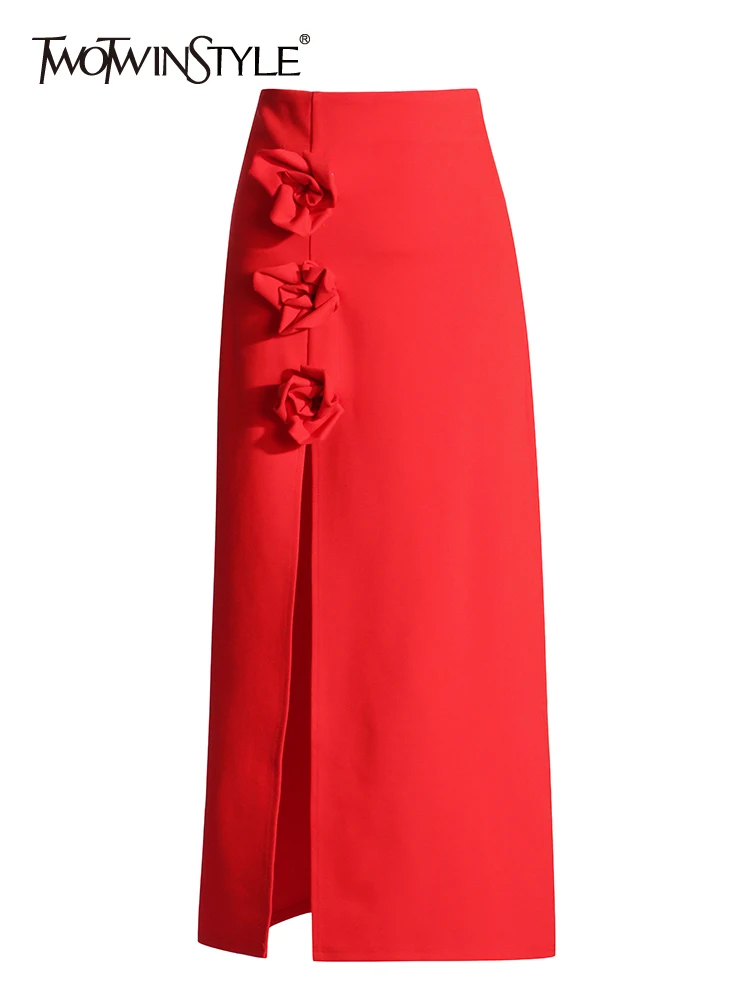 TWOTWINSTYLE Solid Patchwork Appliques Slimming Skirts For Women High Waist Split Elegant Designer Skirt Female Fashion Style
TWOTWINSTYLE Solid Patchwork Appliques Slimming Skirts For Women High Waist Split Elegant Designer Skirt Female Fashion Style