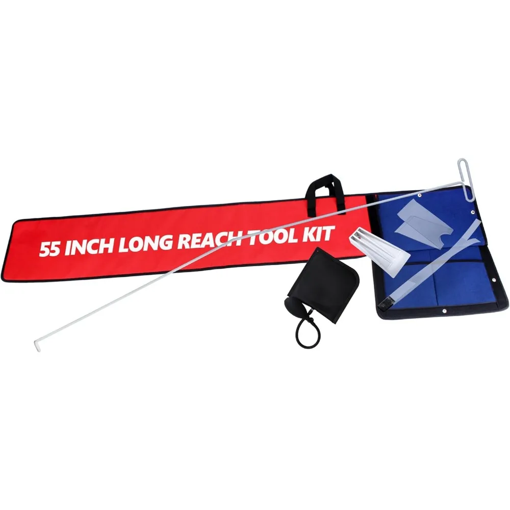 55 Inch Long Reach Tool Kit with J Hook Air Wedge Pump Non Marring Wedge and Carry Bag One Piece Design
55 Inch Long Reach Tool Kit with J Hook Air Wedge Pump Non Marring Wedge and Carry Bag One Piece Design