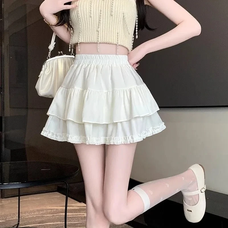 Cute Mini Skirt Female Summer Sweet Elastic High Waist White Cake Skirt Female Lolita A-line Skirt Women Clothing Y2k 2025
Cute Mini Skirt Female Summer Sweet Elastic High Waist White Cake Skirt Female Lolita A-line Skirt Women Clothing Y2k 2025