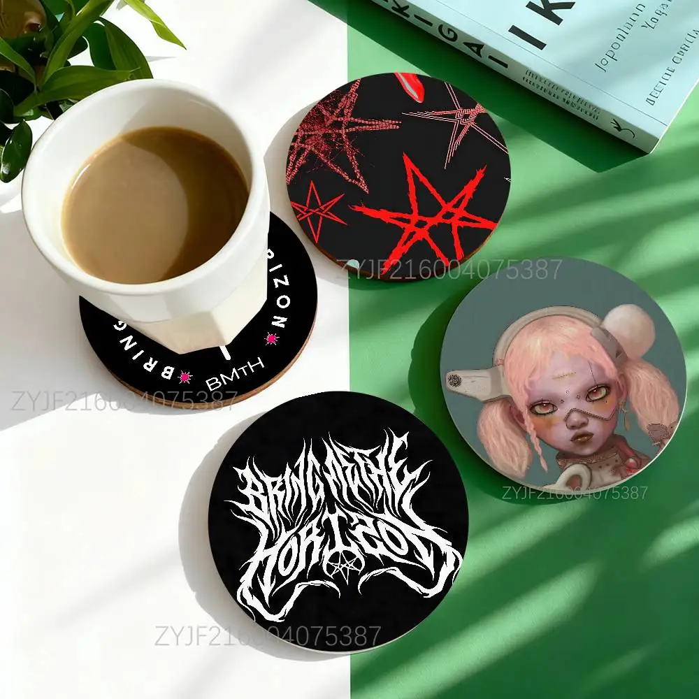 B-BringS Me The HorizonS Bmth Round Wooden Coasters Heat Resistant Non-slip Drink Cafe Decoration 2D Flat Print Coasters Set
B-BringS Me The HorizonS Bmth Round Wooden Coasters Heat Resistant Non-slip Drink Cafe Decoration 2D Flat Print Coasters Set
