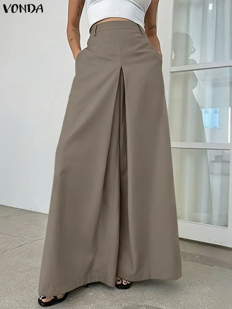 Plus Size Women Casual Korean Style Pants Elastic Waist Pockets Long Trousers VONDA 2025 Fashion Solid Vintage OL Work Bottoms
Plus Size Women Casual Korean Style Pants Elastic Waist Pockets Long Trousers VONDA 2025 Fashion Solid Vintage OL Work Bottoms