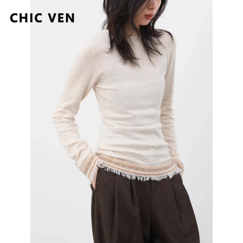 CHIC VEN Новый женский вязаный свитер, приталенный, винтажный, с длинным рукавом, круглым вырезом, с необработанными краями, женские пуловеры, весна-осень 2026
CHIC VEN Новый женский вязаный свитер, приталенный, винтажный, с длинным рукавом, круглым вырезом, с необработанными краями, женские пуловеры, весна-осень 2026
