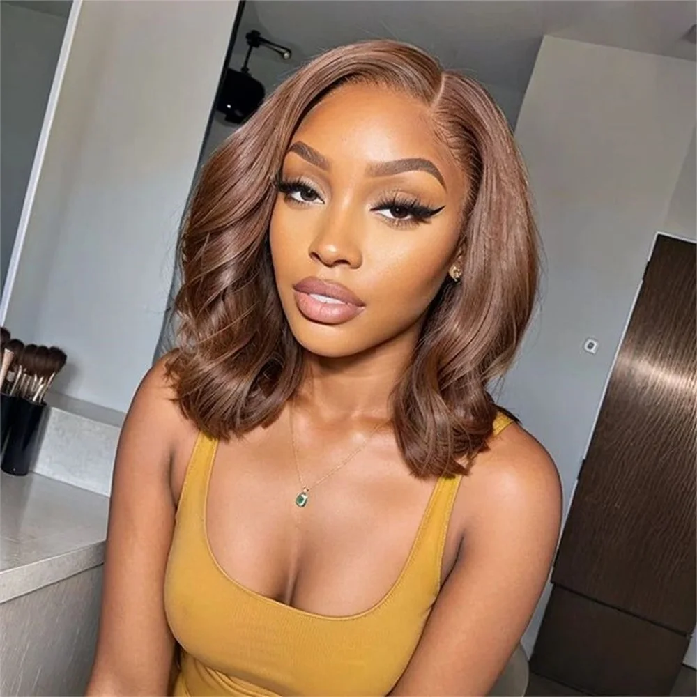 Chocolate Brown Short Bob Wig Body Wave Lace Frontal Wig 13x4 HD Transparent Lace Front Human Hair Wig Brazilian Preplucked Wigs
Chocolate Brown Short Bob Wig Body Wave Lace Frontal Wig 13x4 HD Transparent Lace Front Human Hair Wig Brazilian Preplucked Wigs