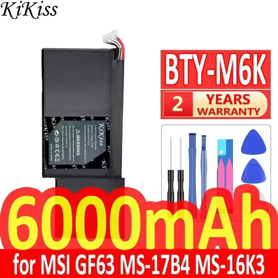BTY-M6K Battery for MSI MS-17B4 MS-16K3 GS63VR-7RG GF63 Thin 8RD 8RD-031TH 8RC GF75 Thin 3RD 8RC 9SC Laptop
BTY-M6K Battery for MSI MS-17B4 MS-16K3 GS63VR-7RG GF63 Thin 8RD 8RD-031TH 8RC GF75 Thin 3RD 8RC 9SC Laptop