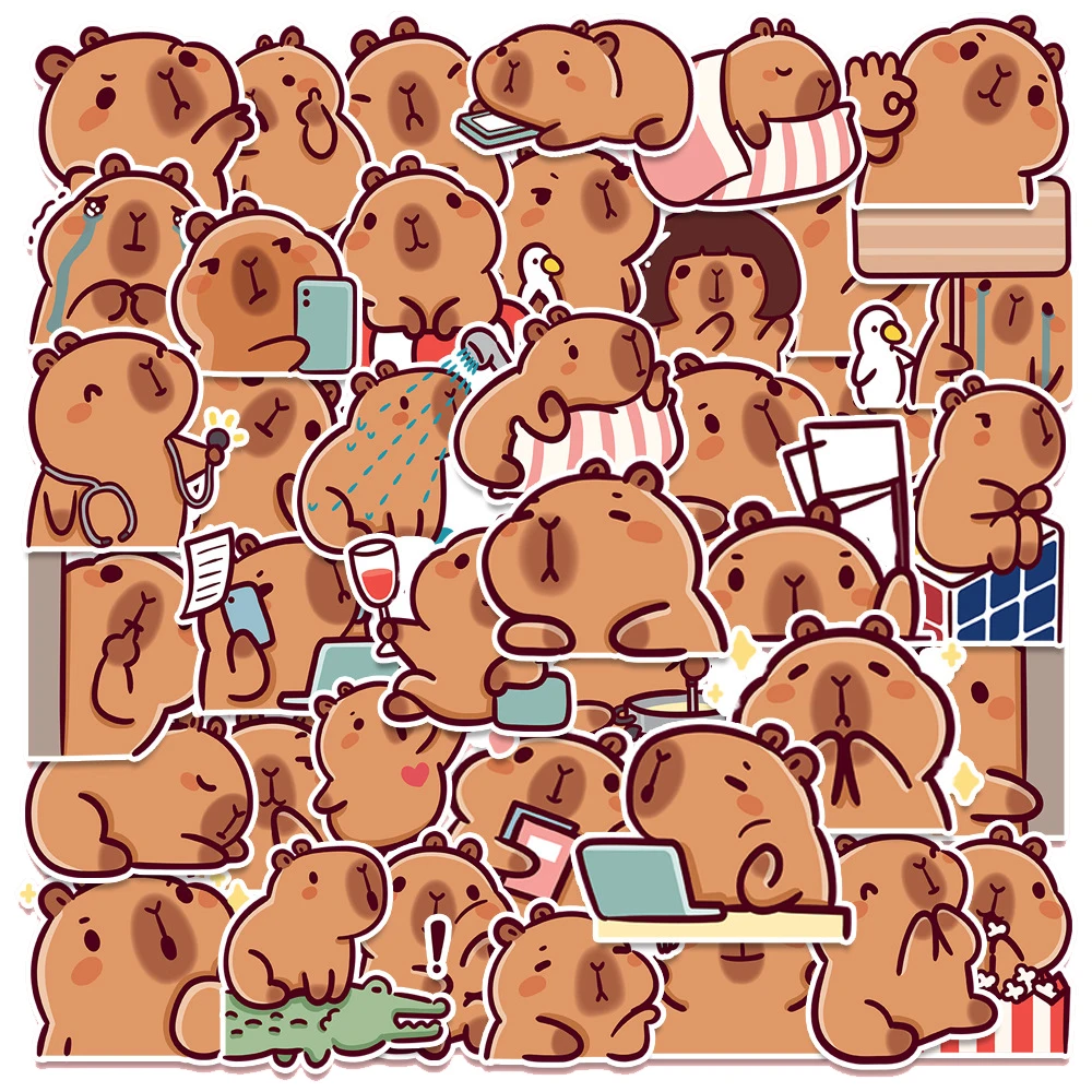 10/30/50pcs Kawaii Cartoon Capybara Stickers Cute Decoration Decals Scrapbooking Luggage Phone Waterproof Sticker for Kids Toy
10/30/50pcs Kawaii Cartoon Capybara Stickers Cute Decoration Decals Scrapbooking Luggage Phone Waterproof Sticker for Kids Toy