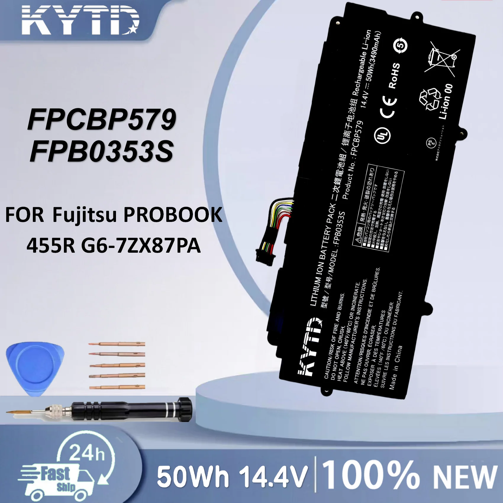 KYTD FPB0353S FPCBP579 14.4V 50Wh Laptop Battery for Fujitsu U7411 U9311 Notebook CP785912-01 CP803415-01 4INP5/60/80
KYTD FPB0353S FPCBP579 14.4V 50Wh Laptop Battery for Fujitsu U7411 U9311 Notebook CP785912-01 CP803415-01 4INP5/60/80