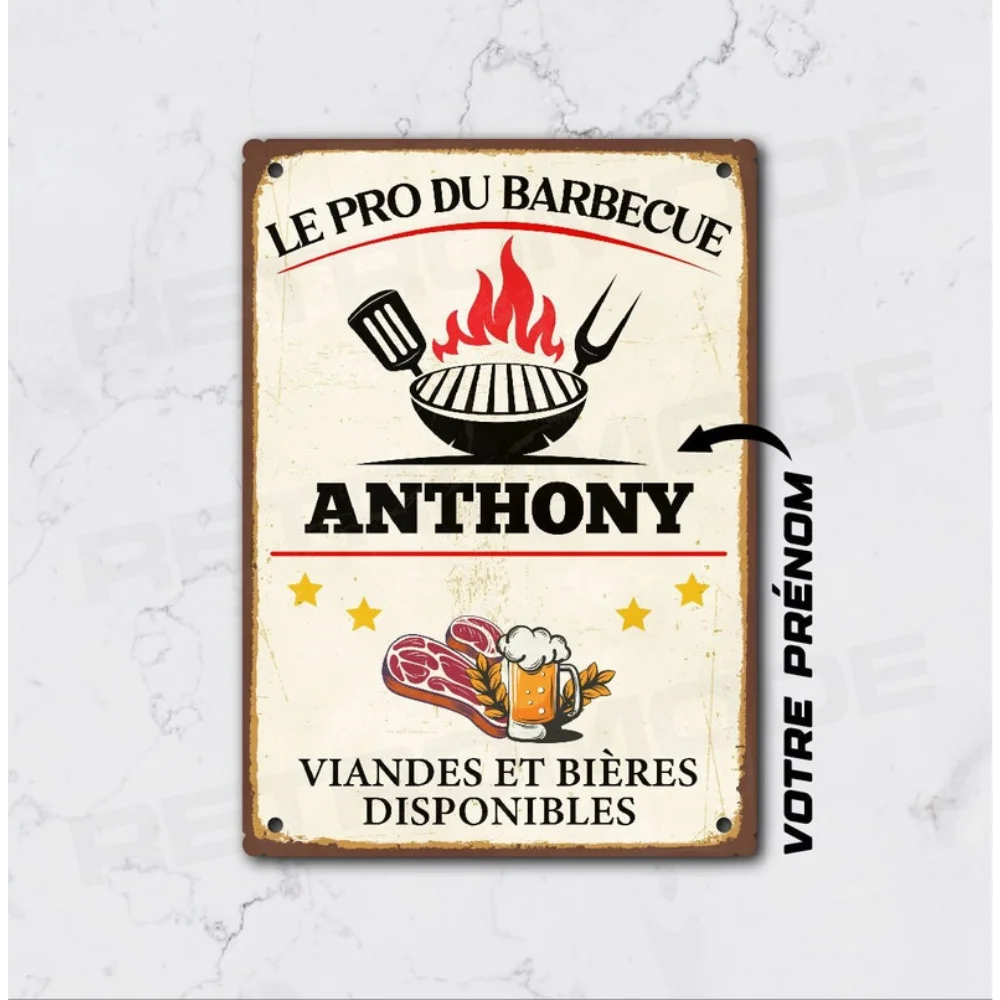 VintageGrillArt Personalized Barbecue Metal Sign - Custom BBQ Pro Plaque - Retro Grill Decor for Backyard BBQ Setups
VintageGrillArt Personalized Barbecue Metal Sign - Custom BBQ Pro Plaque - Retro Grill Decor for Backyard BBQ Setups