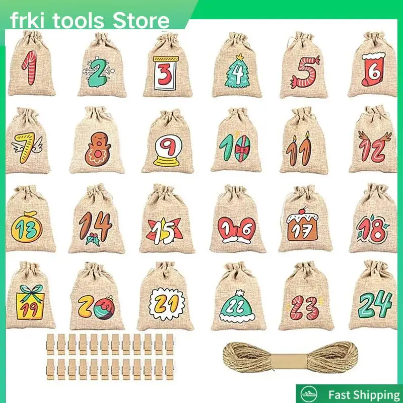 Christmas Advents Bags Cute Christmas Candy Bags Partyfavor 24X Reusable Burlap Holiday Christmas Candy Holder Supplies-A79G
Christmas Advents Bags Cute Christmas Candy Bags Partyfavor 24X Reusable Burlap Holiday Christmas Candy Holder Supplies-A79G