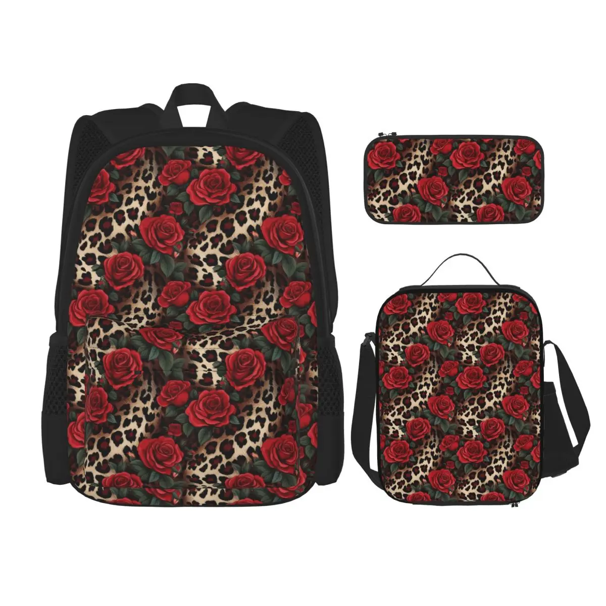 Rose Red Leopard Pattern Backpacks Children Bookbag School Bags Rucksack Lunch Bag Pen Bag Three-Piece Set
Rose Red Leopard Pattern Backpacks Children Bookbag School Bags Rucksack Lunch Bag Pen Bag Three-Piece Set