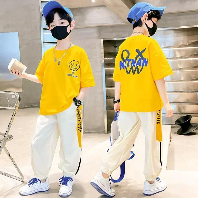 Children Boy Summer Clothes Fashion Short Sleeve Letter Tshirt Top and pants Bottom 2pcs Outfit Teenage Casual Tracksuit
Children Boy Summer Clothes Fashion Short Sleeve Letter Tshirt Top and pants Bottom 2pcs Outfit Teenage Casual Tracksuit