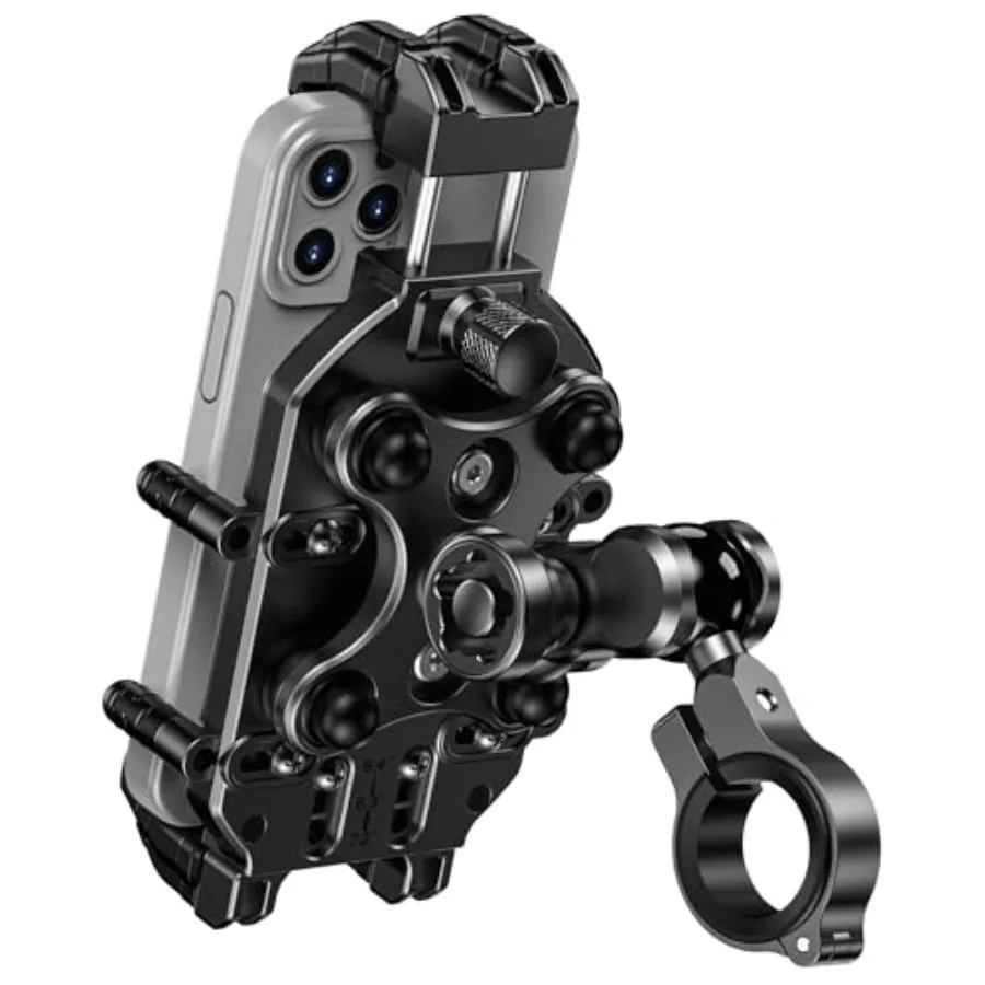 Anti-Theft Motorcycle Phone Mount Holder with Vibration Dampener and Secure Lock, Adjustable Handlebar Cellphone Clamp for Bike
Anti-Theft Motorcycle Phone Mount Holder with Vibration Dampener and Secure Lock, Adjustable Handlebar Cellphone Clamp for Bike