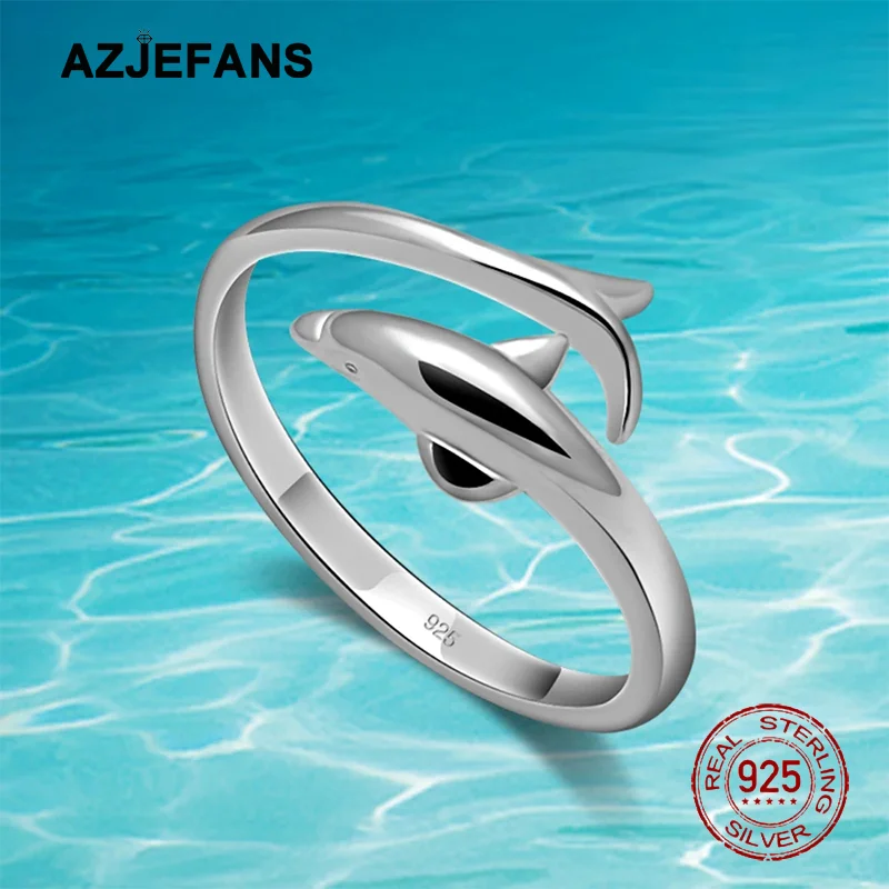 AZJEFANS 925 Sterling Silver Lovely Dolphins Rings Adjustable Open Cuff Rings Female Jewelry
AZJEFANS 925 Sterling Silver Lovely Dolphins Rings Adjustable Open Cuff Rings Female Jewelry