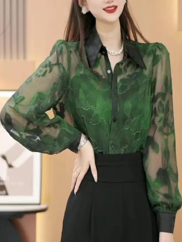 Faionable Printed Long Sve irt Women's Spring Autumn Versatile Slimming irt Commute Sle Loose Fit Collar
Faionable Printed Long Sve irt Women's Spring Autumn Versatile Slimming irt Commute Sle Loose Fit Collar