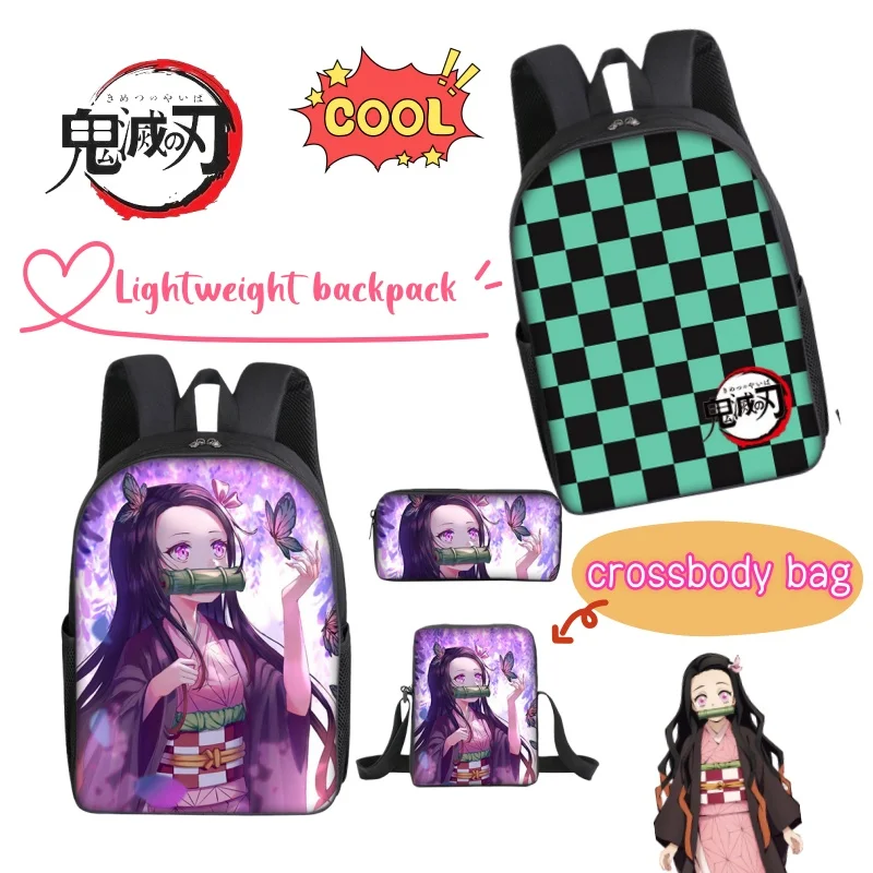 New Demon Slayer Kamado Nezuko Kamado Tanjirou High-value Creative Student Backpack Anime Cartoon Crossbody Bag Three-piece Set
New Demon Slayer Kamado Nezuko Kamado Tanjirou High-value Creative Student Backpack Anime Cartoon Crossbody Bag Three-piece Set