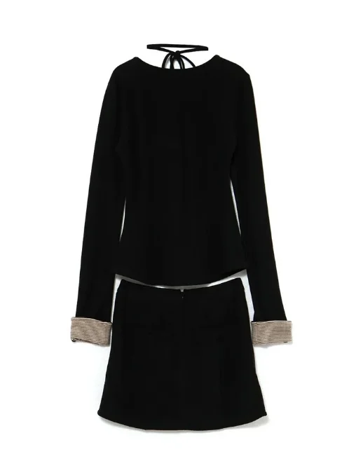 Pure Desire Style Chest Patchwork Bow Decoration Stretch Slim Fit Long Sleeve Knitted T-Shirt and High Waist Short Skirt Set
Pure Desire Style Chest Patchwork Bow Decoration Stretch Slim Fit Long Sleeve Knitted T-Shirt and High Waist Short Skirt Set