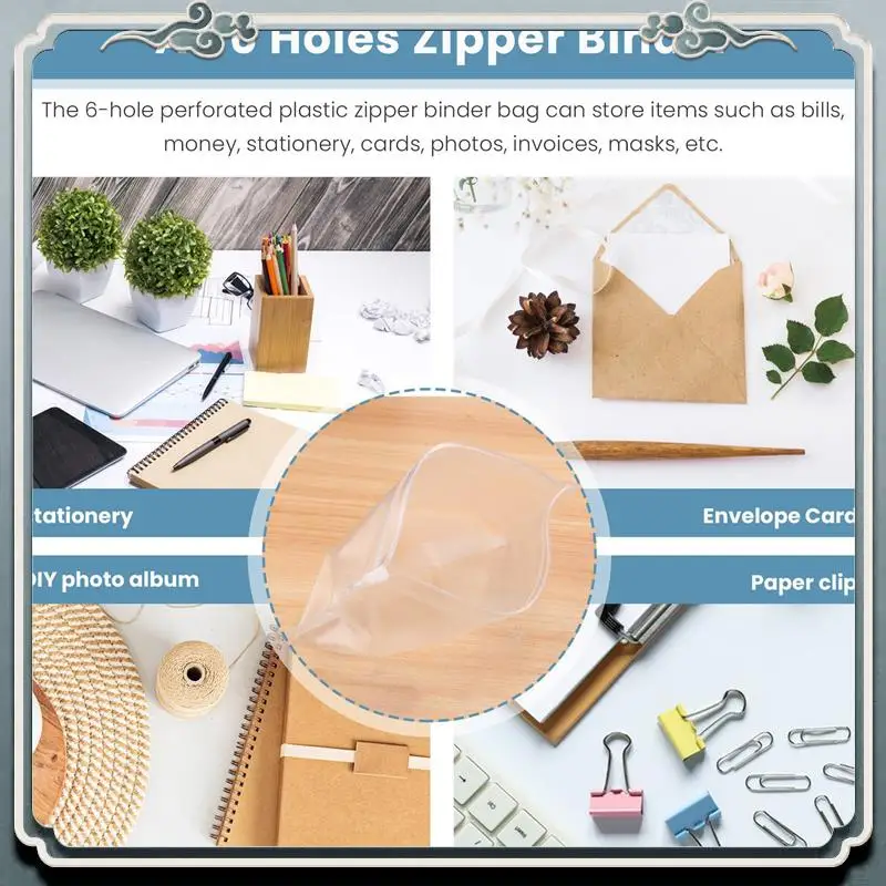 Premium 34 PCS Binder Pockets A6 Size 6 Holes Zipper Binder Pouch Folders Clear Waterproof PVC Loose Leaf Bags For 6 Ring Binder
Premium 34 PCS Binder Pockets A6 Size 6 Holes Zipper Binder Pouch Folders Clear Waterproof PVC Loose Leaf Bags For 6 Ring Binder