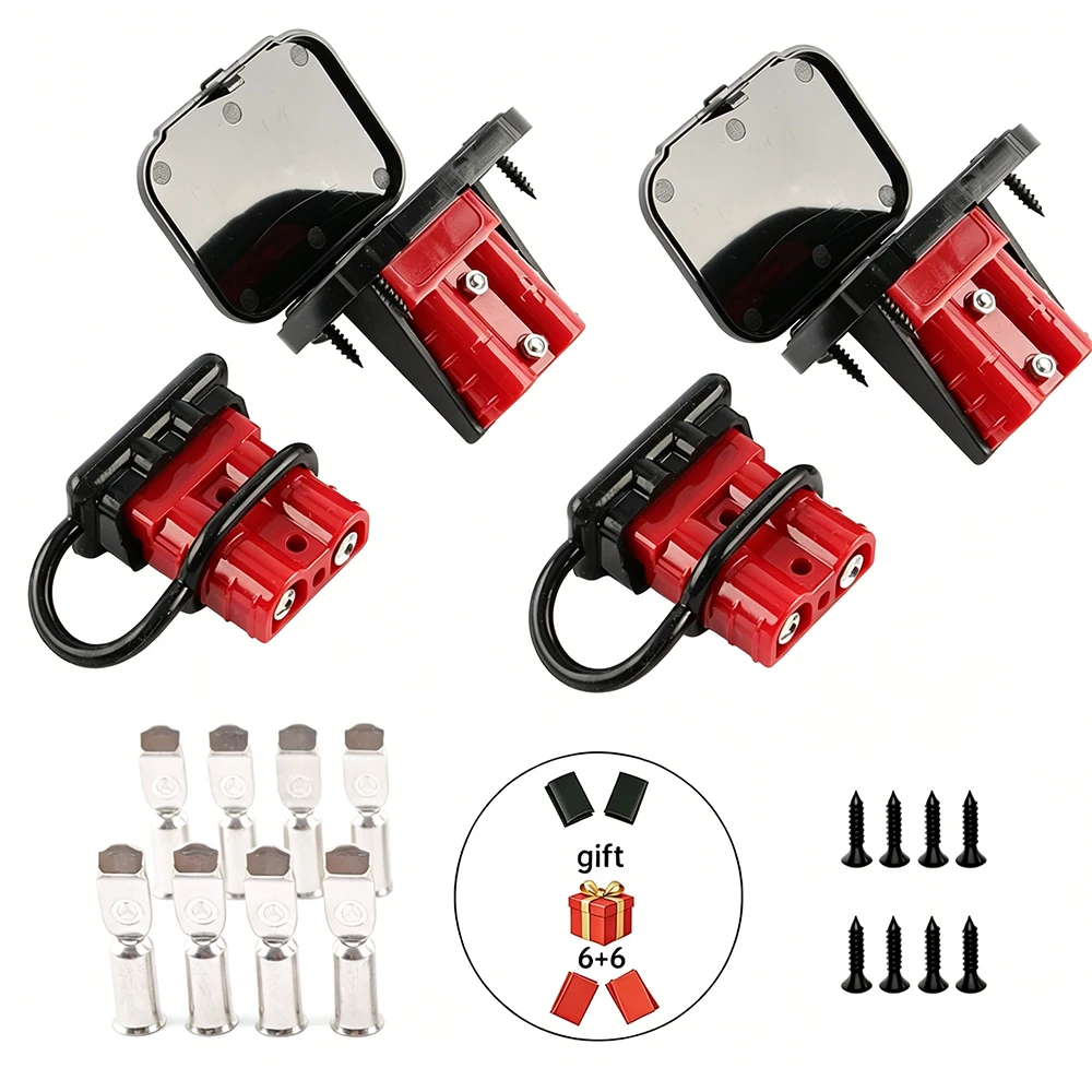 50A 2/4Pack Battery Quick Connect Disconnect Connector Set With Silver-Plated Red Copper Terminal ,Soft Dust Cap& Mounting Panel
50A 2/4Pack Battery Quick Connect Disconnect Connector Set With Silver-Plated Red Copper Terminal ,Soft Dust Cap& Mounting Panel