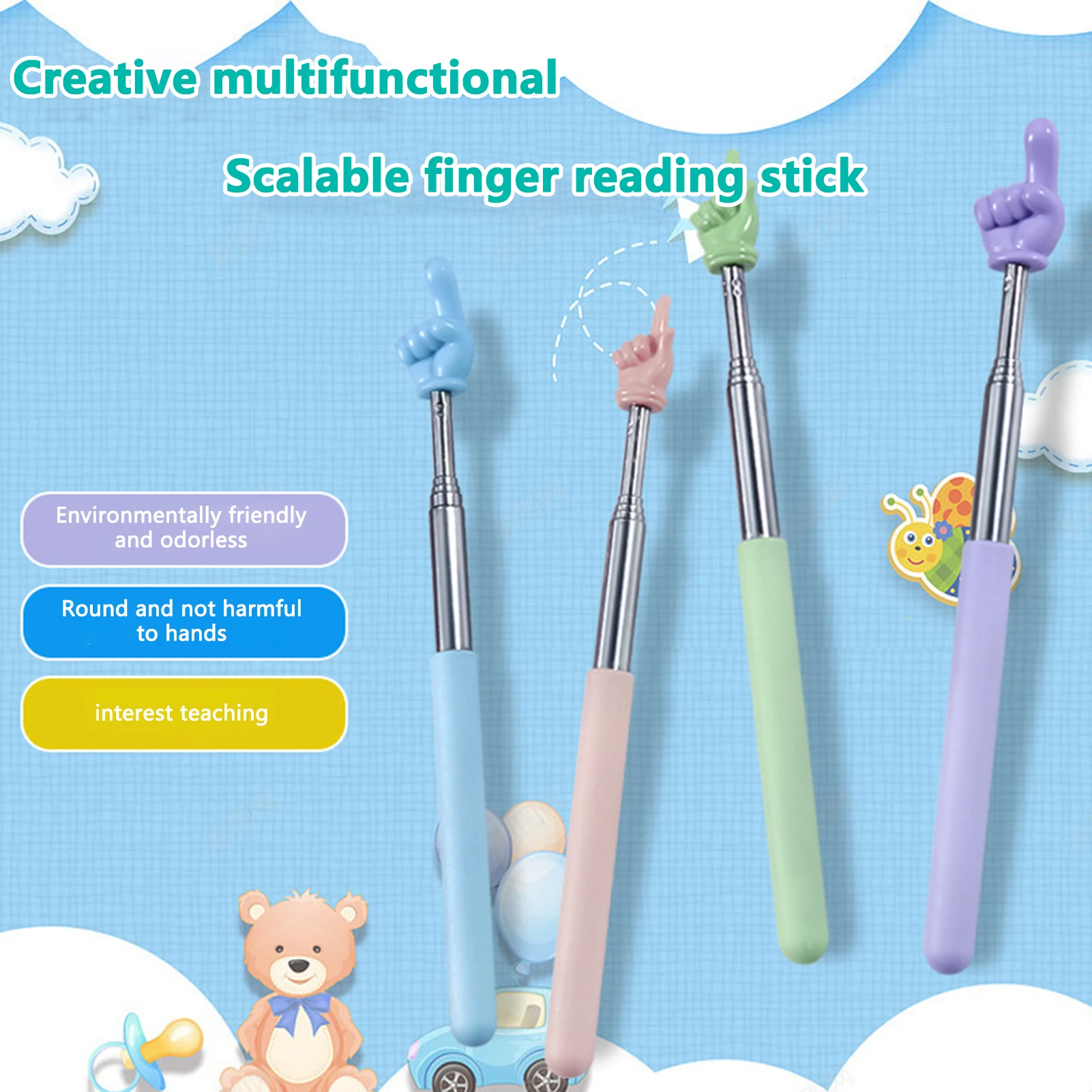 Telescopic Teaching Pole Classroom Indicator Stick For Reading And Learning Creative Finger Shape Teaching Stick School Supplies
Telescopic Teaching Pole Classroom Indicator Stick For Reading And Learning Creative Finger Shape Teaching Stick School Supplies