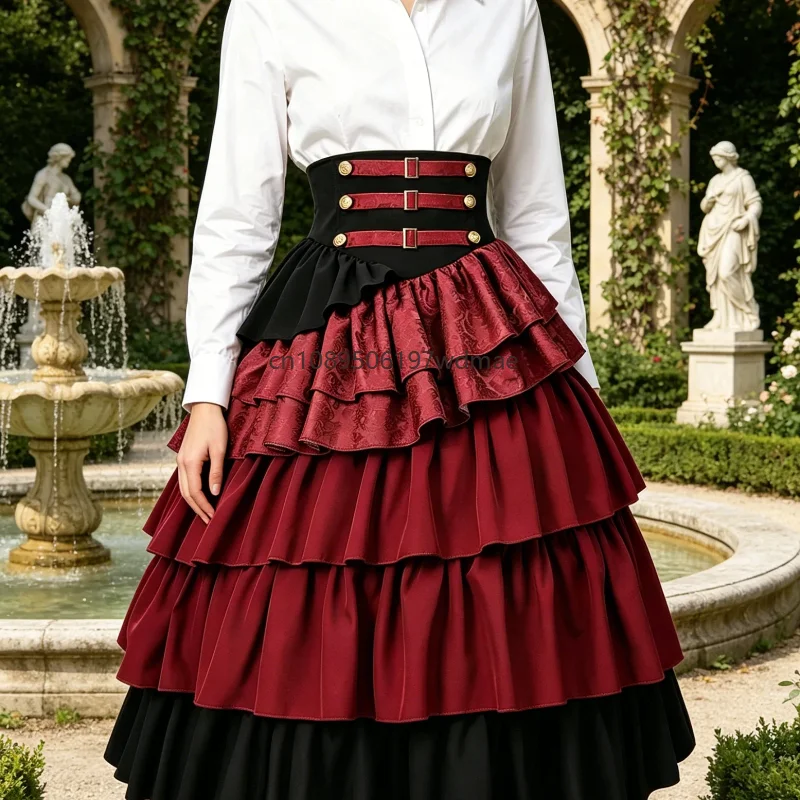 Victorian Punk Gothic Skirt Pirate High Waist Layer Frilly Design Pleated Skirt For Women Masquerade Party Stage Cosplay Outfits
Victorian Punk Gothic Skirt Pirate High Waist Layer Frilly Design Pleated Skirt For Women Masquerade Party Stage Cosplay Outfits