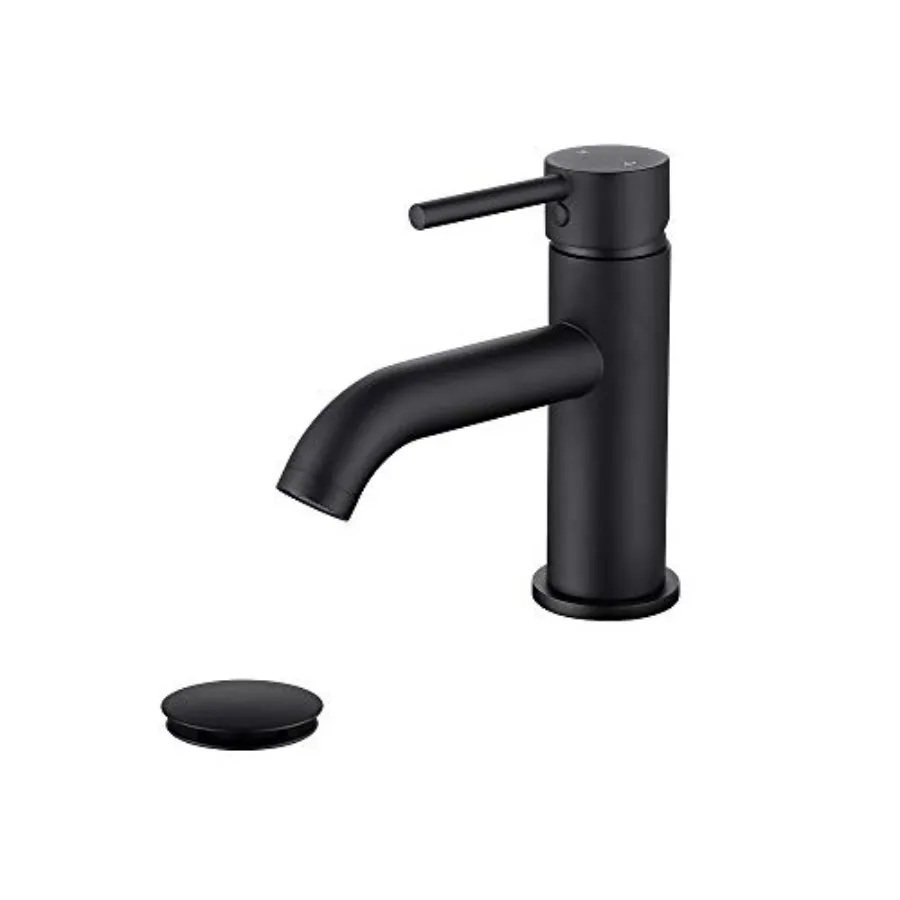 Single Handle Black Bathroom Faucet with Metal Drain Assembly and Escutcheon Black
Single Handle Black Bathroom Faucet with Metal Drain Assembly and Escutcheon Black