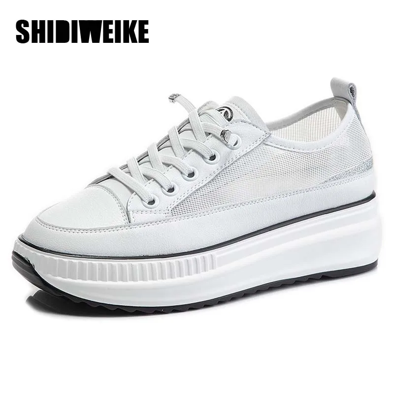 Summer Women Casual Sneakers Woman Genuine Leather mesh Platform Flats Lace Up Outdoor Walking Shoes White Zapatillas Mujer
Summer Women Casual Sneakers Woman Genuine Leather mesh Platform Flats Lace Up Outdoor Walking Shoes White Zapatillas Mujer