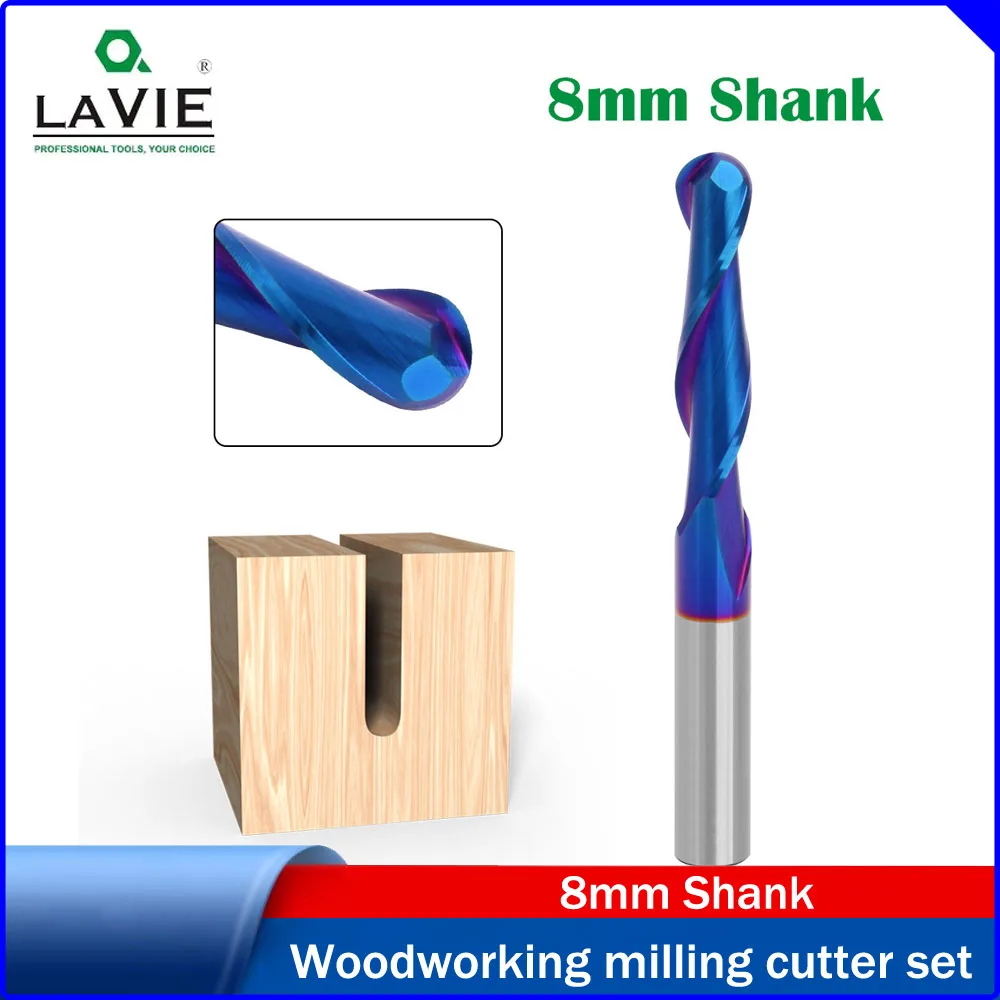 LAVIE 8mm Shank 2-Flute Upcut Ball Nose Straight Bit,Blue Nano Coated Woodworking Grooving Straight Cutter,Solid Carbide Wood
LAVIE 8mm Shank 2-Flute Upcut Ball Nose Straight Bit,Blue Nano Coated Woodworking Grooving Straight Cutter,Solid Carbide Wood