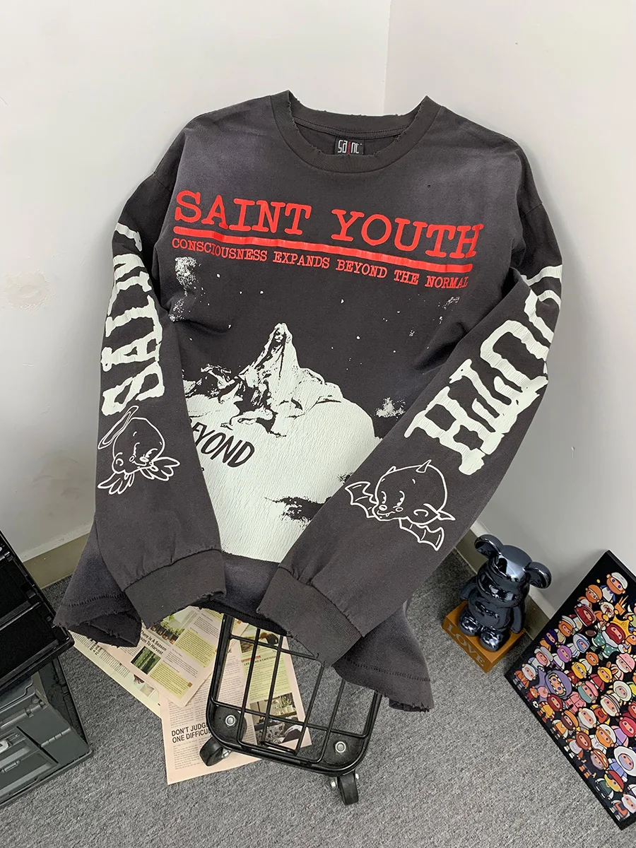 Retro American Style Long Sleeve T-Shirt Men's Washed Cotton Printed Streetwear Breathable Casual round Neck Tee for Couples
Retro American Style Long Sleeve T-Shirt Men's Washed Cotton Printed Streetwear Breathable Casual round Neck Tee for Couples
