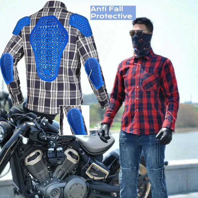 Men Retro Checkered Motorcycle Jacket Four Seasons Wear Resistant Anti Fall Protective Riding Shirt Casual Motorbike Suit
Men Retro Checkered Motorcycle Jacket Four Seasons Wear Resistant Anti Fall Protective Riding Shirt Casual Motorbike Suit