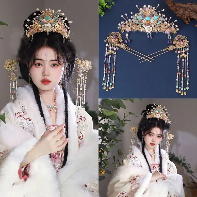 Chinese Classical Hairpins Set Hanfu Princess Ancient Style Bride Ming Dynasty Headpiece Phoenix Crown Accessories
Chinese Classical Hairpins Set Hanfu Princess Ancient Style Bride Ming Dynasty Headpiece Phoenix Crown Accessories