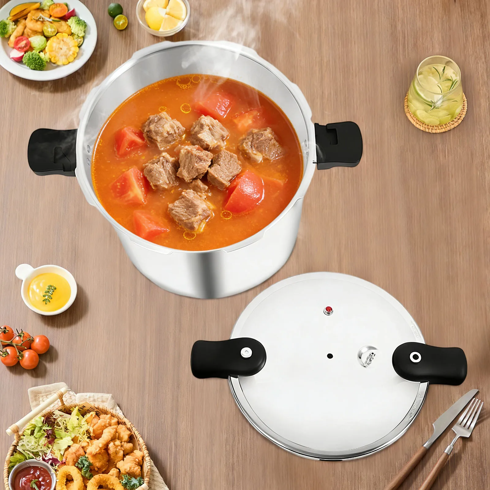 22L/23Qt Pressure Canner Large Capacity Pressure Cooker Cookware, 90kpa Aluminium Alloy Kitchen Pressure Pot with Gauge Release Valve,Thickened Explosion-proof Pressure Cooker fits for Steam,Boil,Stew Food
22L/23Qt Pressure Canner Large Capacity Pressure Cooker Cookware, 90kpa Aluminium Alloy Kitchen Pressure Pot with Gauge Release Valve,Thickened Explosion-proof Pressure Cooker fits for Steam,Boil,Stew Food