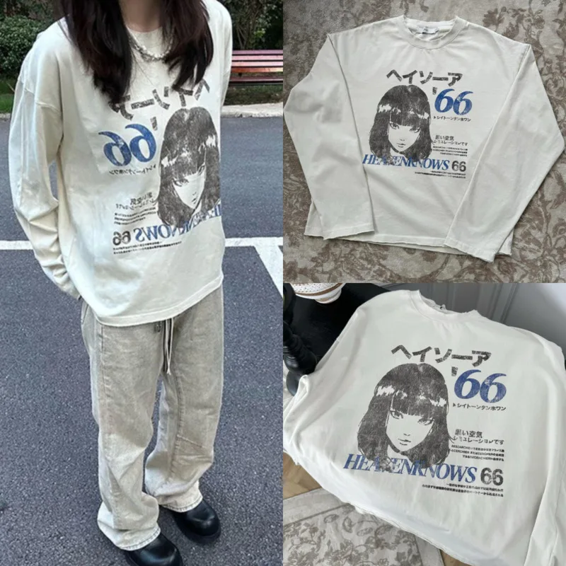 Printed Long Sleeved T-shirt Women Autumn Winter Japanese Hand Paint Manga Series Retro Vintage Pure Cotton Loose White Top New
Printed Long Sleeved T-shirt Women Autumn Winter Japanese Hand Paint Manga Series Retro Vintage Pure Cotton Loose White Top New
