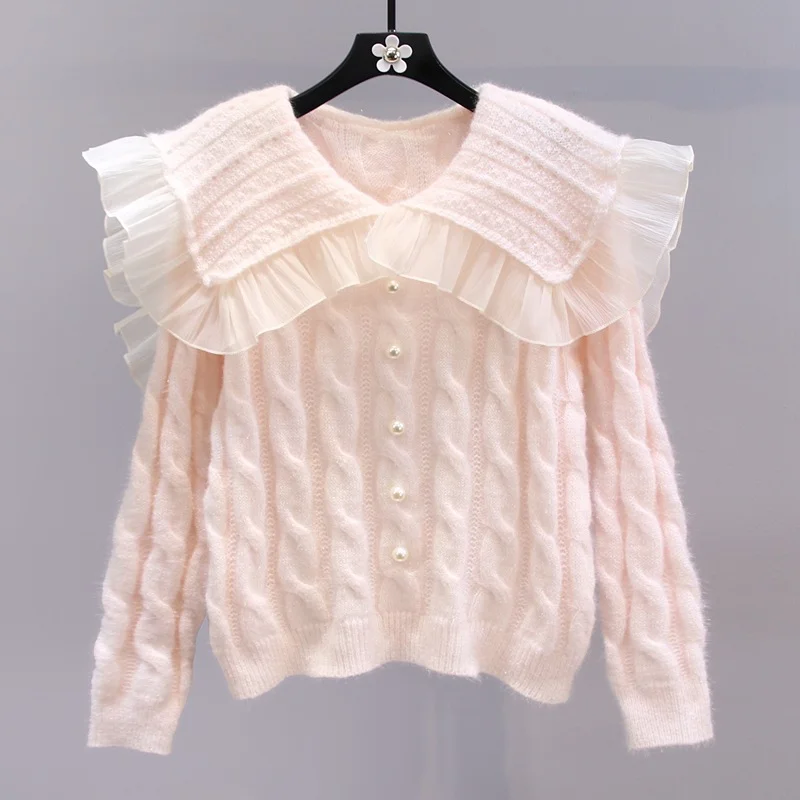 Sweet Peter Pan Collar Sweater Elegant Button Up Pullover For Women Spring Autumn New Loose Cute Harajuku Style Knit Top
Sweet Peter Pan Collar Sweater Elegant Button Up Pullover For Women Spring Autumn New Loose Cute Harajuku Style Knit Top
