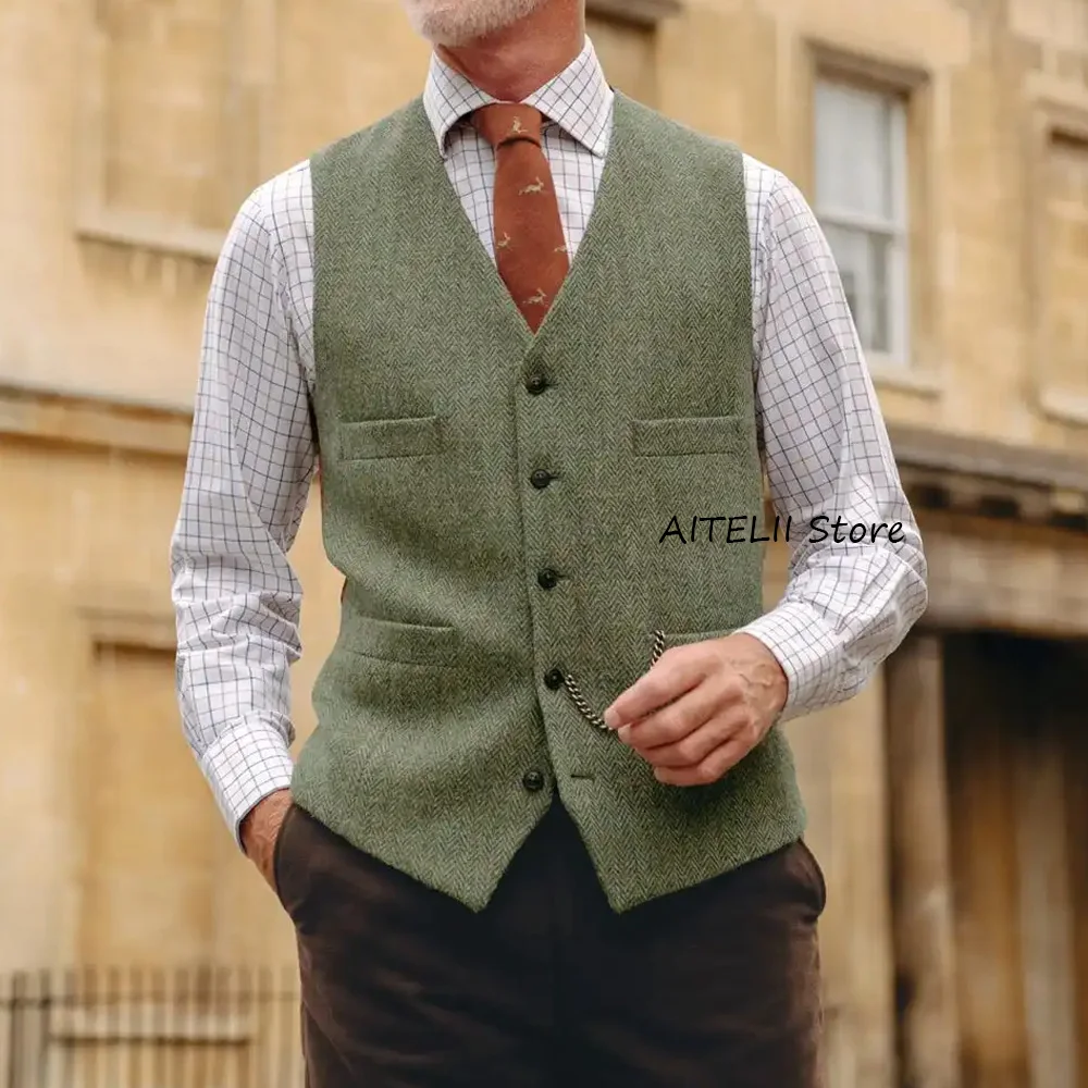Sleeveless Vest for Men's Suit Business Casual Style Herringbone Fabric Single-breasted V-neck Elegant Man Vest Classic Fancy
Sleeveless Vest for Men's Suit Business Casual Style Herringbone Fabric Single-breasted V-neck Elegant Man Vest Classic Fancy