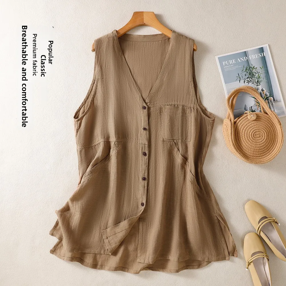 New Chinese Style Retro Zen Linen Open Cardigan Women's Summer Mid-Length Casual Layering Sleeveless Vest Shoulder Thin
New Chinese Style Retro Zen Linen Open Cardigan Women's Summer Mid-Length Casual Layering Sleeveless Vest Shoulder Thin