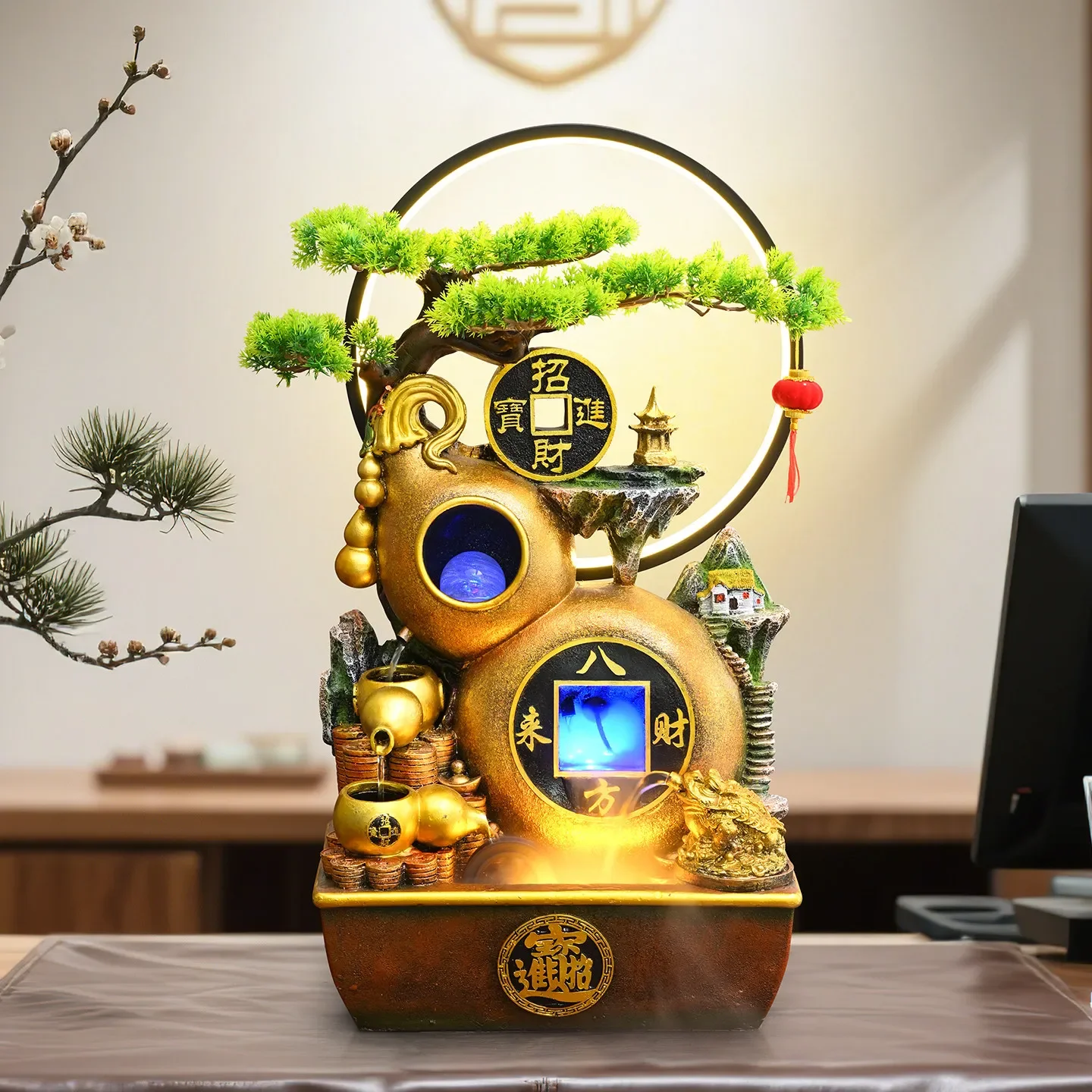Bafang Laicai rockery flowing water fountain fortune gourd ornament
Bafang Laicai rockery flowing water fountain fortune gourd ornament