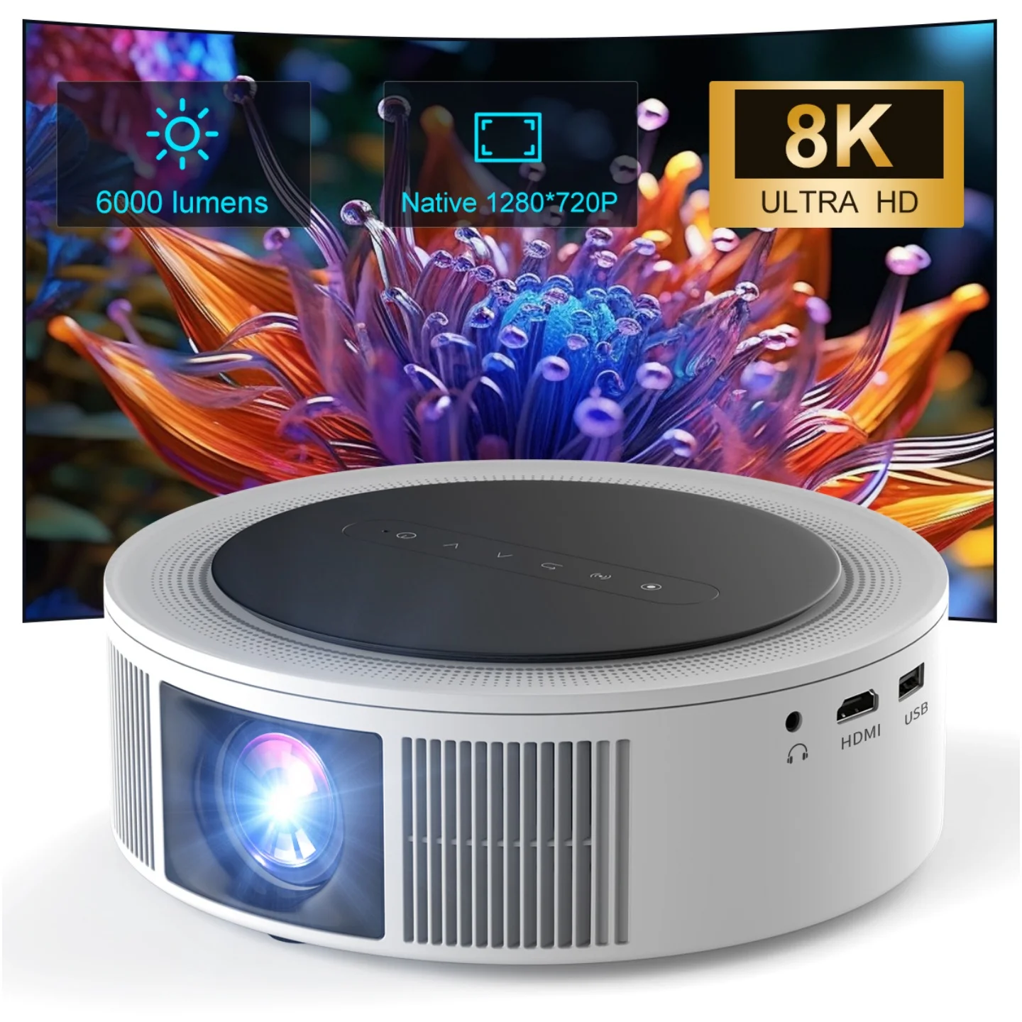 Outdoor Movie Projector for Home Theater WiFi & Bluetooth Native 1080P 8K Support up to 300'' Compatible with USB iOS Android
Outdoor Movie Projector for Home Theater WiFi & Bluetooth Native 1080P 8K Support up to 300'' Compatible with USB iOS Android