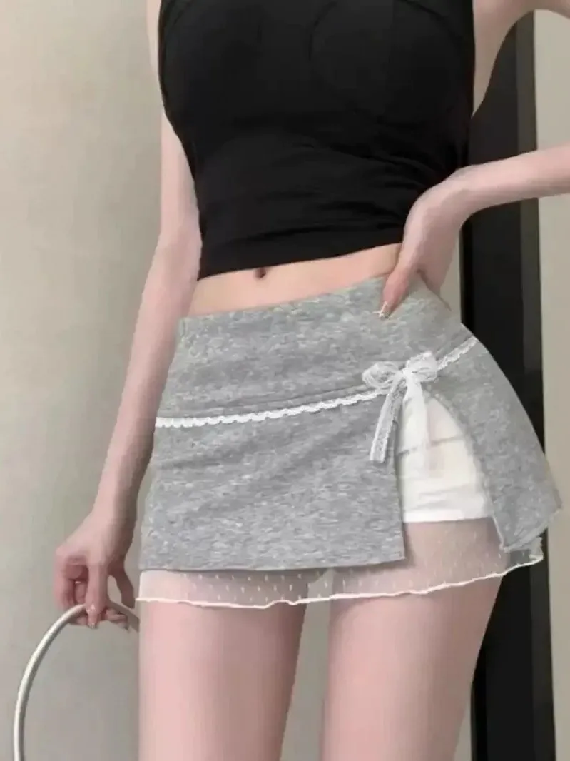 High Waist A-Line Skirt with Lace Splicing And Knot Design for Women Summer Anti-Light Short Skirt
High Waist A-Line Skirt with Lace Splicing And Knot Design for Women Summer Anti-Light Short Skirt