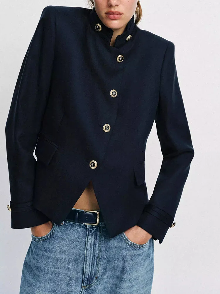 Spring 2026 Women's Slim Fit Long Sleeve Stand Collar Jacket Gold Button Casual Style Fashion Outerwear New Arrival
Spring 2026 Women's Slim Fit Long Sleeve Stand Collar Jacket Gold Button Casual Style Fashion Outerwear New Arrival